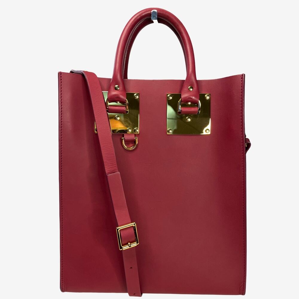 Sophie Hulme Large Albion Tote Berry Pink Leather Gold Hardware Bag